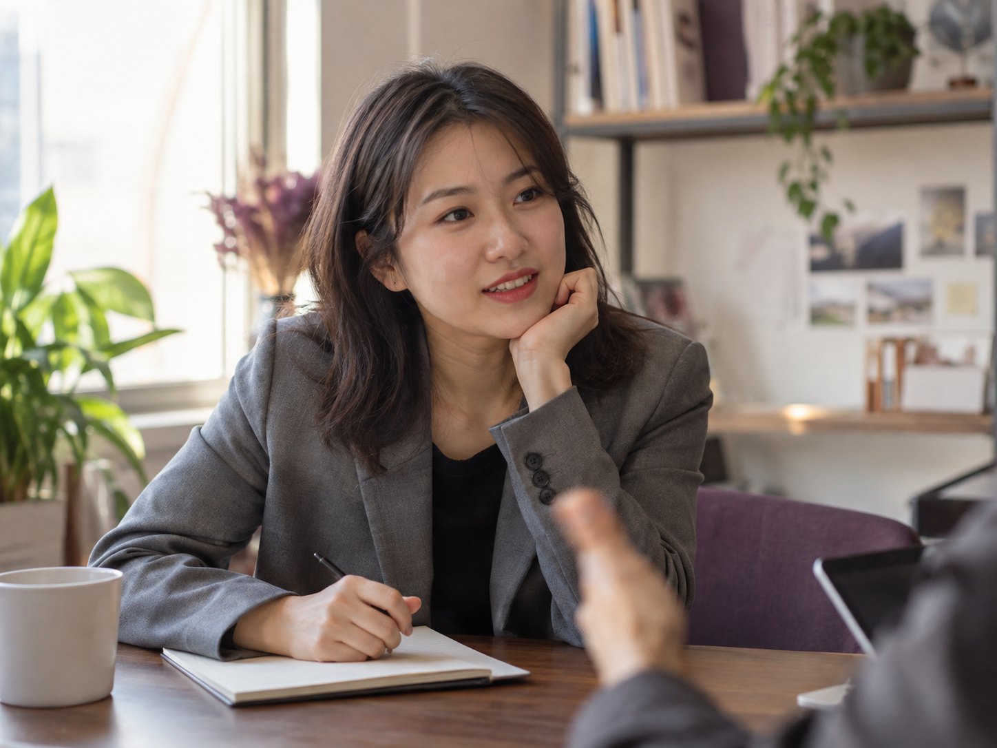 オフィスで相談に耳を傾ける女性のイメージ