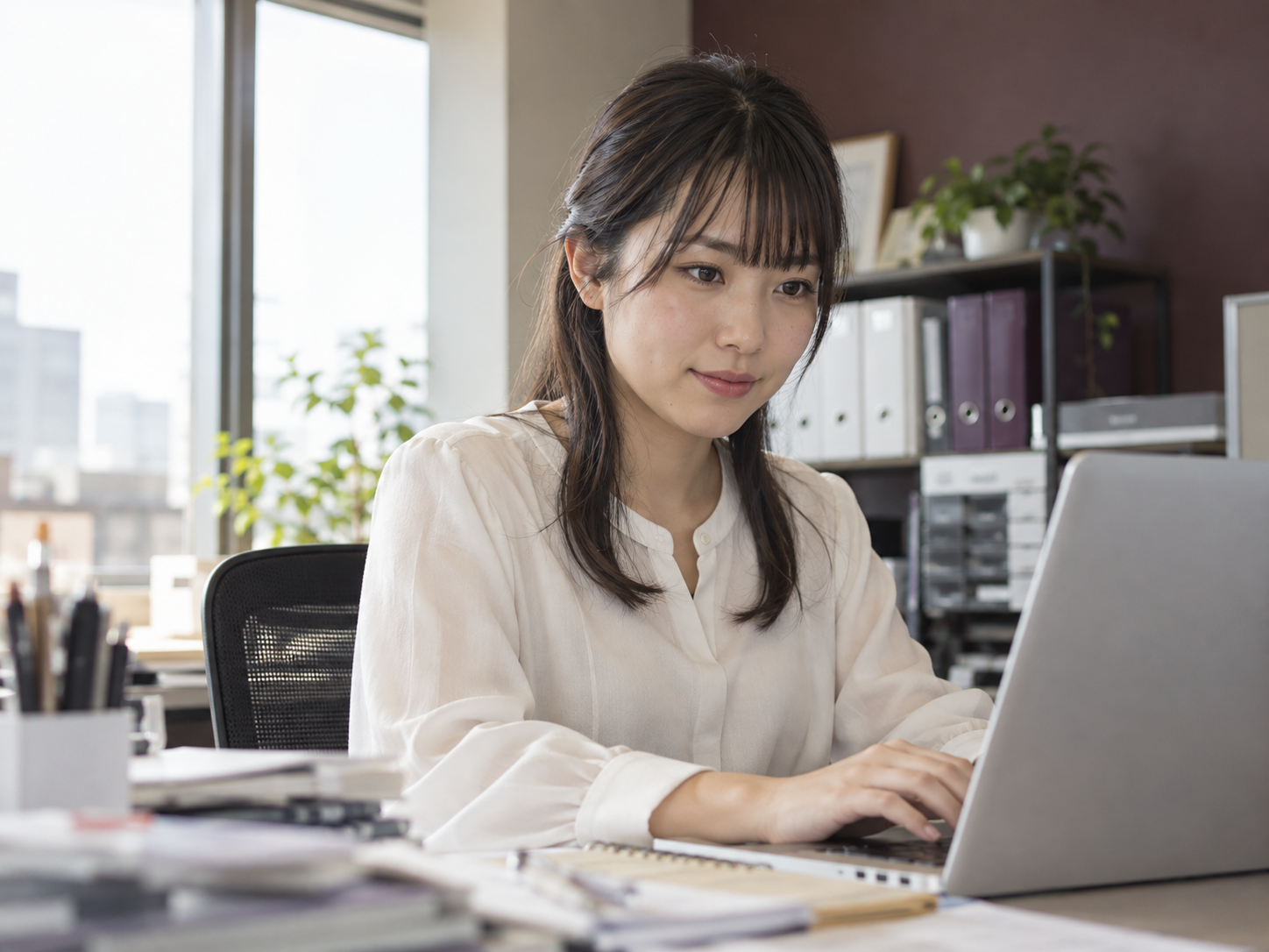 オフィスでパソコンに向かう女性のイメージ